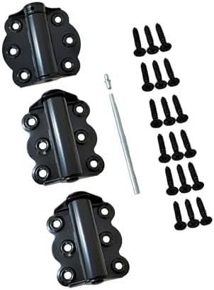 QCAA Door Spring Hinges, -3/4", Each Set Including PCS Self Closing and 1 PC Adjustable Self Closing Door Hinge, Black, 1 Set, Made in Taiwan