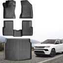 All Weather Car Floor Mats for 2017-2026 Jeep Compass, Custom Fit TPE Floor Liners 1st & 2nd Row with Trunk Cargo Mat, Heavy Duty Waterproof Car Mats, 4-Piece Full Set (Black)