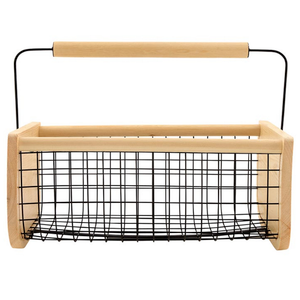18'' Garden Basket, Wooden Hod with Handle, Wooden Harvest Carrier, Vegetable Garden Basket for Kitchen, Picnic, Outing Use