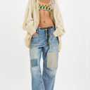 Women Oversized Hoodie Cardigan Jacket Casual Open Front Raglan Sleeve Sweatshirt 2026 Outfits with Pockets (Beige, XL)