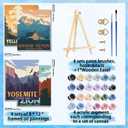 4 Pack Paint by Numbers for Adults with Framed Canvas - with Wooden Easel, National Park Paint by Number on Canvas, DIY Landscape Acrylic Oil Painting Kits with Brushes for Home Wall Decor 8x12 inch
