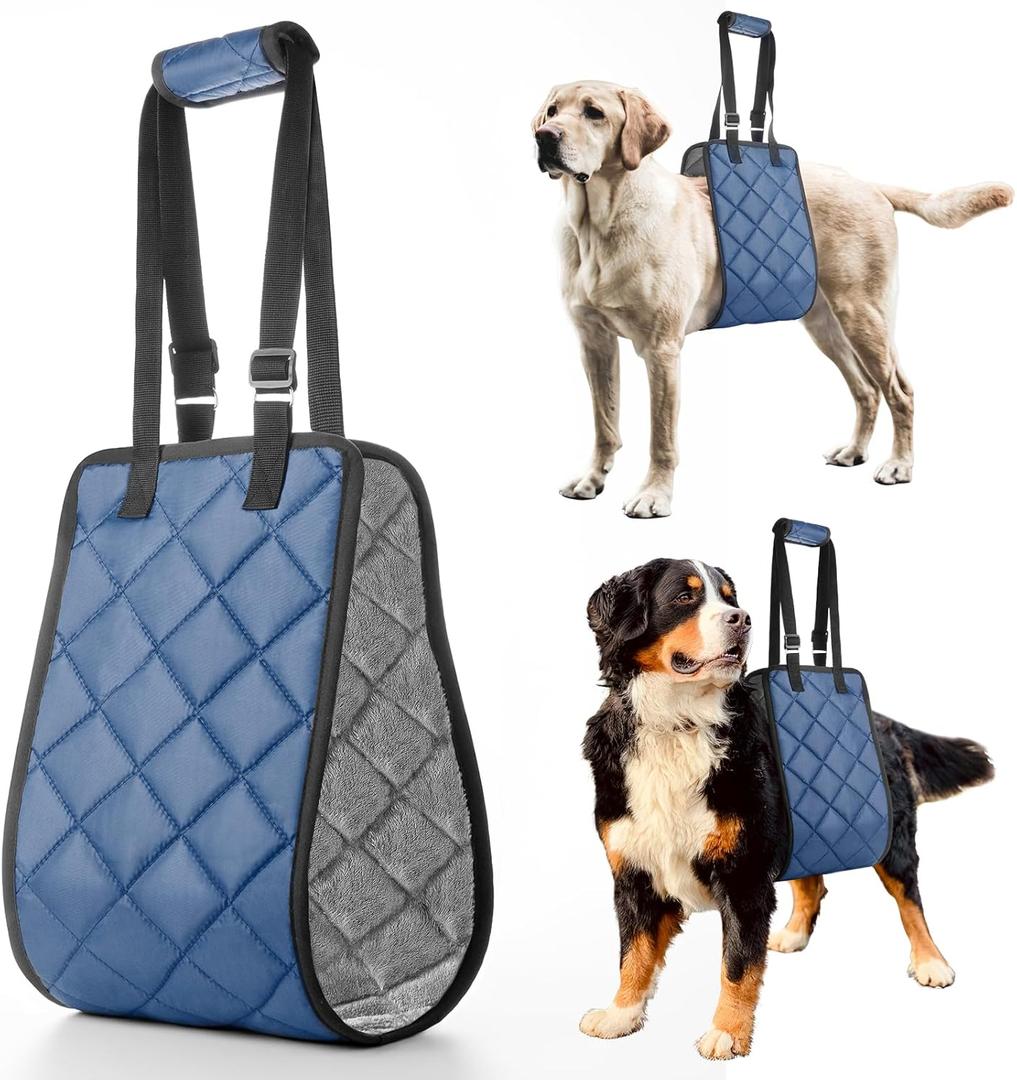 Adjustable Dog Sling Dog Lift Harness for Large Dogs, Hind Leg Support Portable Soft Lift Support and Rehab Harness for Weak Rear Legs, for Senior, Injured, Disabled and After Surgery Dogs Large (Navy)