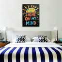 Canvas Wall Art Framed Sunshine Inspirational Motivational Vibrant Colorful Funky Graffiti Pop Art Cool Wall Decor for Office Therapy Room Positive Affirmation Spiritual Peaceful Decor 16x24 Inches