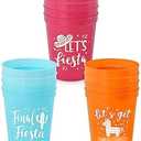 Tuitessine 12-Pack Fiesta Reusable Bachelorette Party Cups Mexican Cactus Let's Get Plastic Stadium Drinking Cup Final Fiesta Bridal Shower Party Supplies Cinco De Mayo Favors Summer