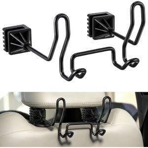 Enhon Hard Hat Holder for Truck, Car Holder Organizer with 3 Hooks for Safety Helmet, Caps, Jacket & Tool Bag, Hard Hat Accessories for Men & Women(Double Hooks,Black,1 Pcs)
