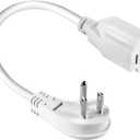 Flat Plug Extension Cord, 1 Feet 1875W Short Extension Cord 13A 16AWG UL Listed 3-Prong Grounded Heavy Duty Power Extension Low Profile Outlet Saver Extension Cords Cable - White