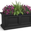 Mayne Fairfield 2ft Window Box, Self Watering Flower Box with Double Wall Design, All Season Fade Resistant Outdoor Window Planter with Steel Mounting Bracket, Black