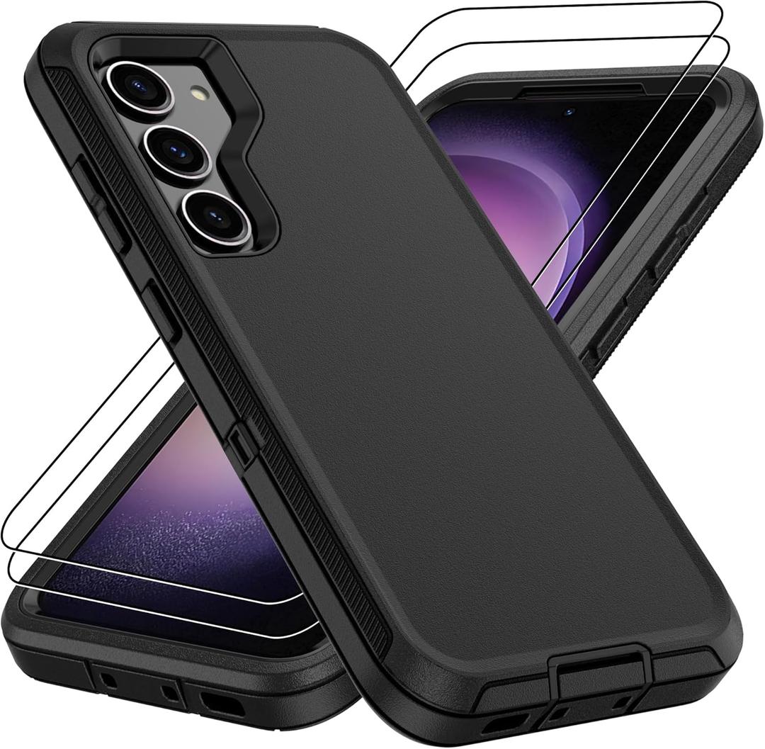 for Samsung Galaxy S23 Case : 14FT Military Grade Drop Protection & Anti-Slip Design S23 Phone Case with 2Pc HD Screen Protector,Shockproof/Dustproof/DropProof Protective Case for S 23-Black