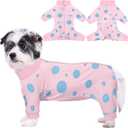 Dog Surgery Suit Long Sleeve, Dog Recovery Suit Female Male with Zipper Closure Post Spay, Neuter, Dog Onesie Shedding Suit Full Coverage Bodysuit (Pink, M)