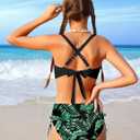 Teen Girls Swimsuits V-Neck Bikini Set Bathing Suits Cross Straps Two Piece Swimwear with Drawstring 10Y