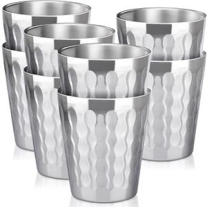 Beasea Stainless Steel Cups 10 oz, 8 Pack Small Bulk Stainless Steel Tumbler Stackable Insulated Cups for Drinking Double Wall Metal Glasses Tin Cups for Home Restaurant Office Party Camping