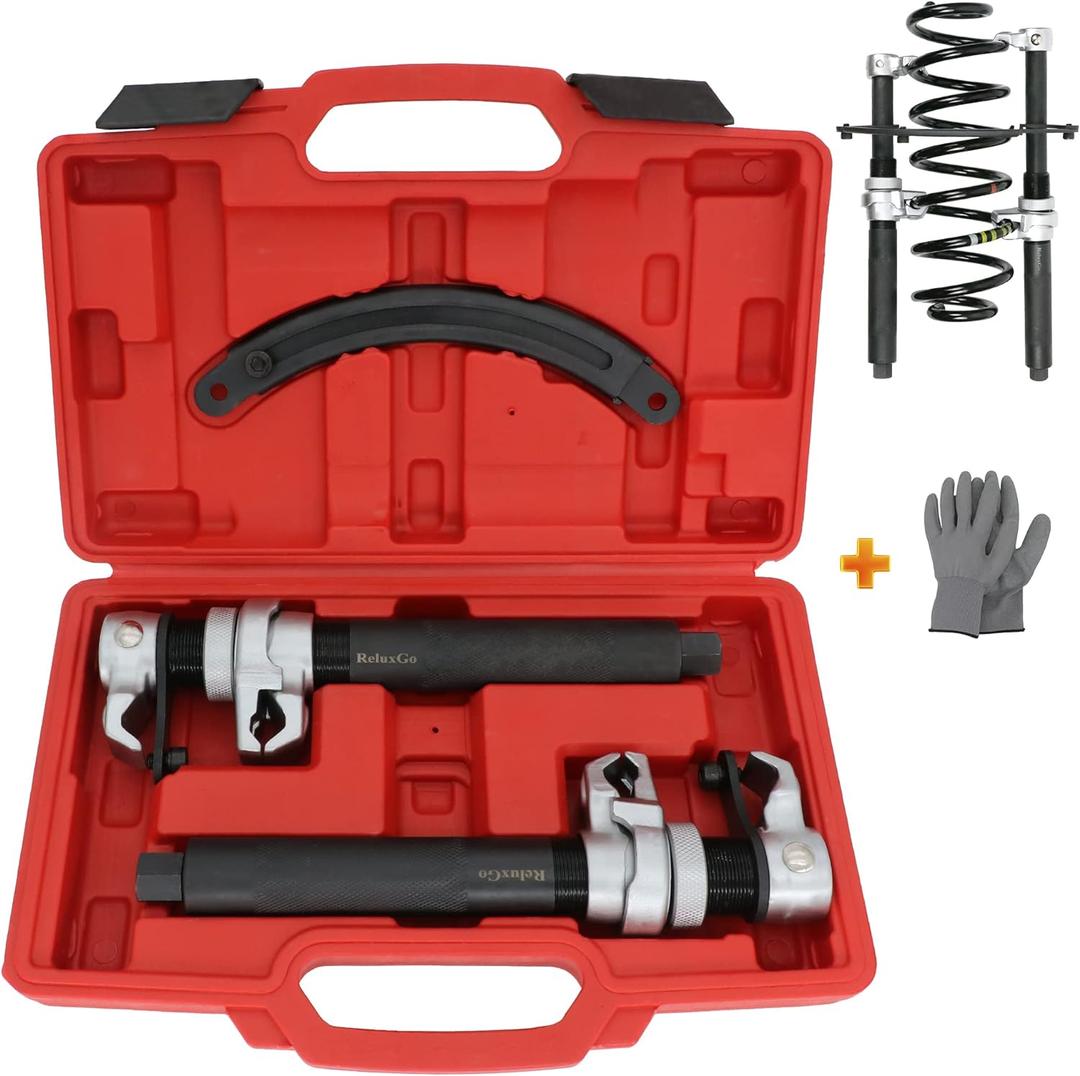 Coil Spring Compressor Tool Automotive 2 pcs Heavy Duty Macpherson Strut Spring Compressor Set with Safety Bracket for Car Truck ATV UTV, 2200 LB Capacity, Coil Spring Compression Tool