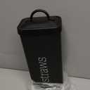 AuldHome Design Farmhouse Enamelware Straw Holder (Black); Retro Metal Straw Storage Canister
