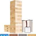 GoSports Giant Wooden Stacking Game - Stacks Up to 5 ft - Choose Brown Wood Stain, Gray, Natural, Stars & Stripes, or Tropical Hardwood - Toppling Tower