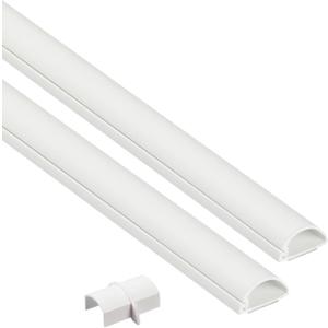 D-Line 31.4in TV Cord Hider, Patented Half Round Cable Cover, Hide Wall Mount TV Wires, Hinged One-Piece Cable Concealer, Adhesive, Decorative Raceway - 2X 0.78in W x 0.39in H x 15.7in L - White, Pack of 3