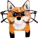 AIBEARTY Wooden Animal Glasses Holder Cute Animal Eyeglass Display Stand Rack Home Office Desktop Decoration Gift for Kids (Fox)