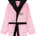 Hello Kitty Sanrio Robe for Girls, Teens, Fleece Hooded Bath Robe Cozy Loungewear Cinnamoroll Kuromi Kawaii Gifts For Girls, 9-10Y