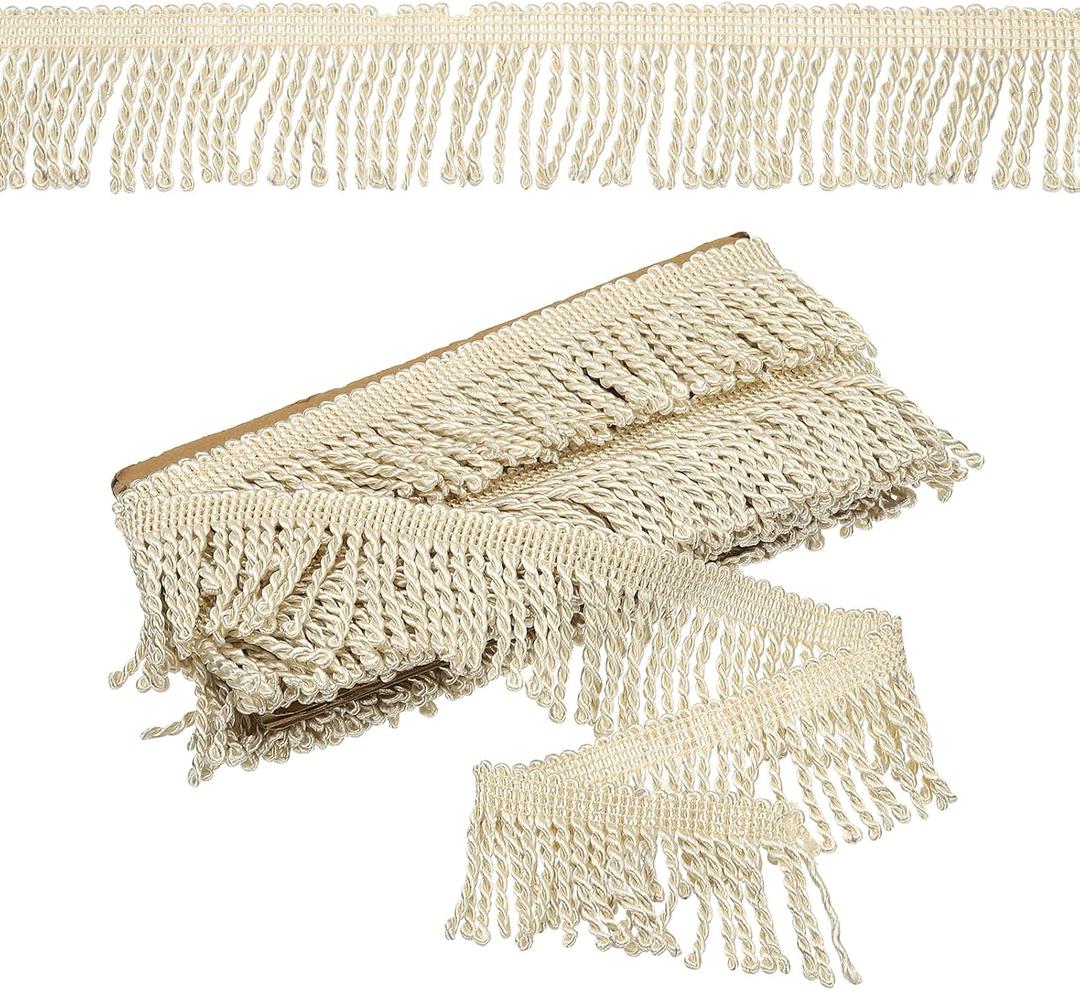 PATIKIL Beige Fringe Trim, 5 Yards x 65mm Fringe Trim Curtain Tassel Fabric Sewing for Curtain Sofa Clothes DIY Decoration