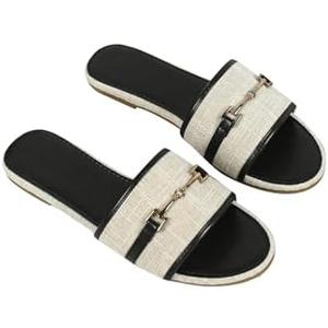 Verdusa Women's Open Toe Slides Single Band Slip On Flat Sandals Summer Shoes Size 9.5