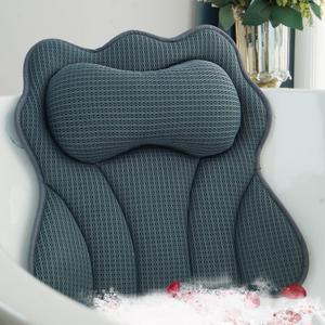 Bath Pillows for Tub  Luxury Bath Pillow & Bathtub Pillow with 6 Strong Suction Cups, Soft Cushion for Head and Neck Support, Relaxing Bath Accessories for Women (Gray)