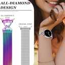 Metal Magnetic Band Compatible with Samsung Galaxy Watch 8 40mm 44mm/Galaxy Watch 8 Classic 46mm,Stainless Steel Dressy Mesh Loop with X-Shape Diamond Women Men