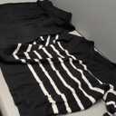 Women's Black and White Striped Turtleneck Cut Long Sleeve Shirt With Long Black Pants Set, Size XL