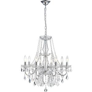Modern Crystal Chandelier, 8-Light Crystal Chandeliers for Dining Room Light Fixture, Crystal Pendant Ceiling Light Chrome Lighting Fixture for Living Room Hallway Foyer Bedroom Kitchen Bathroom