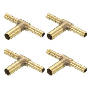 Uxcell 4 Pcs Brass Hose Barb Fitting Tee 3 Way Connector Coupler, 1/4"x5/16"x1/4" ID Brass Fitting Air Hose Fittings Reducer for Connecting Water Fuel Air, Oil Hoses