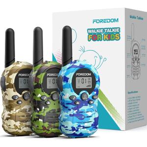 FOREDOM Walkie Talkies for Kids Walkie Talkies Long Range for Boys & Girls Age 3 to 12 Year Old Birthday Cool Army Toys - 3 Pack