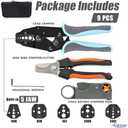 Coax Ratchet Crimping Tool Kit for Coaxial RG Cable RF Connector with 5 Changeable Jaws, Rotary Coaxial Cable Stripper and Cable Cutter Piler