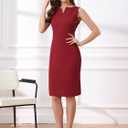 Allegra K Womens Work Sheath Dress Sleeveless Business Pencil Dresss (Red, XL)