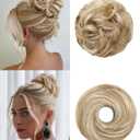 2PCS Messy Bun Hair Piece-Large Wavy Curly & Donut Updo Hair Pieces Set, Scrunchies Synthetic Chignon Ponytail Extensions Thick Updo for Women(Dirty Blonde)