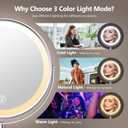 UBYMET Lighted Makeup Mirror, Rechargeable Height Adjustable Double Sided, 1x/10x Magnifying with 3 Color, Brightness Adjustable, 360 Rotation Vanity, Gift for Women
