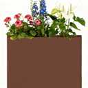 Rectangular Metal Planter Box 32x12x24 with Insert Shelf, Coffee-Brown, Medium