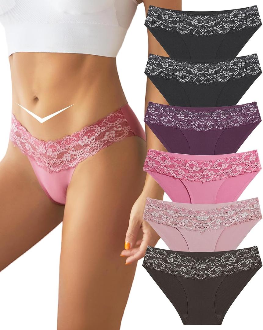 Which is Seamless Underwear for Women Sexy No Show Bikini Panties Lace High Cut Hipster Cheeky Panty 6 Pack, Size S