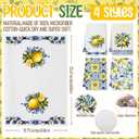 10 Pcs Mediterranean Lemons Kitchen Gift 4 Dish Towels Tea Towels 2 Oven Mitts 2 Pot Holders Lemon 2 Mats Kitchen Accessories for Cooking Baking