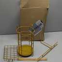 Gold Free Standing Toilet Paper Holder Stand with Phone Shelf, Floor Bathroom Tissue Holder for Large Mega Rolls, Metal Freestanding Toilet Paper Roll Holder with Wipes Storage Tray