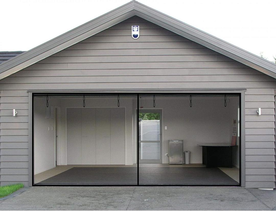 Garage Door Screen - 2 Car 18x7Ft Magnetic Closure Heavy Duty Weighted Bottom Screen Self Sealing Fiberglass Mesh Retractable Net - Easy Assembly & Pass-Through(Black)