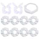 10 Pcs Hair Bow Scrunchies White Hair Ties Tie Dye Elastic Hair Bands Cute Hair Elastics Large Soft Ponytail Holders with 1 Pcs Stretchy Yoga Headband for DIY Party