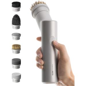 HOTO Handheld Short-Handle Electric Spin Scrubber, IPX7 Waterproof Cordless Scrubber Brush, Bathroom Cleaning Brush, Max 22 in-lb, with 9 Brush Heads for Bathroom, Shower, Kitchen, Sink, Tile