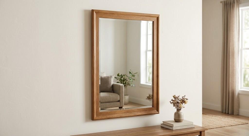 Wooden trim large mirror size: 24" x 36"