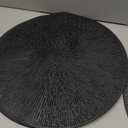 Round PVC Placemats, Starburst Design, Black , Set of 18