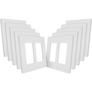 MORNING GROUP Matte Finish Double Decorator Switch Cover, 2-Gang Screwless Wall Plate, 4.53" H x 4.56" L, Polycarbonate Thermoplastic, UL Listed, White, 10 Pack