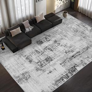 Vamcheer Washable Area Rug - Machine Washable Modern Abstract Rug for Living Room Bedroom, Kitchen, Non-Shedding Soft Easy-Clean Carpet, 5x7FT Grey