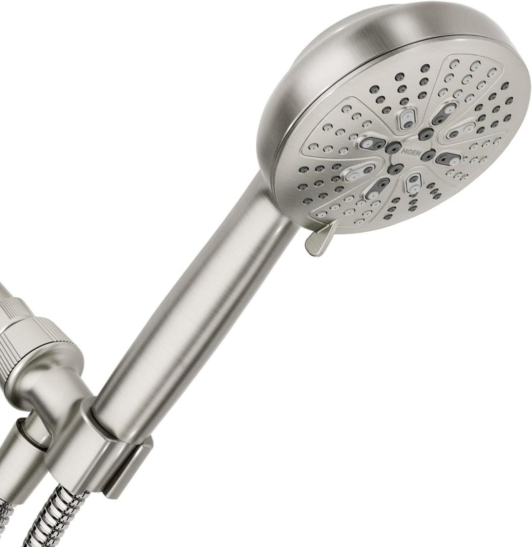 Moen Hydro Energetix High Pressure Shower Head with Handheld Sprayer, 8 Handheld Shower Head Spray Settings, Spot Resist Brushed Nickel Finish, 200H0SRN ((Pack of 1))