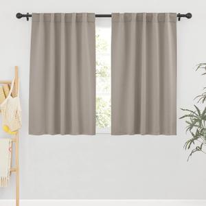 RYB HOME Blackout Curtains for Bedroom, Window Shades Thermal Insulating Privacy Drapes for Living Room Classroom Kitchen Bathroom Dining, Wide 34 x Long 45 inch, Sand, 2 Panels
