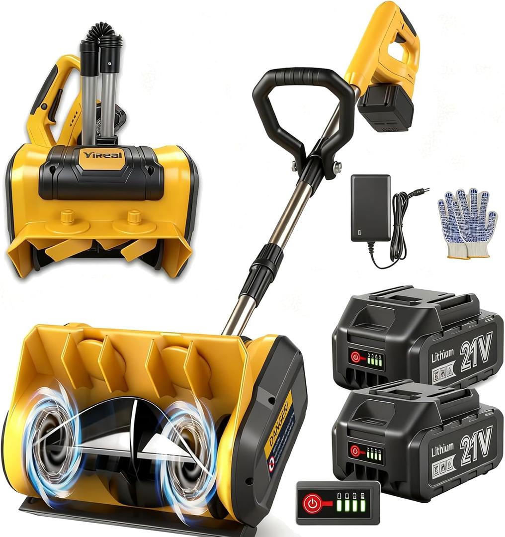 Cordless Snow Blower Battery Powered with 2 * 4.0 Ah 21v Batteries and Charger,12'' Electric Snow Shovel Machine for Snow Removal Clearance Step,Driveway,Patios,Walkways