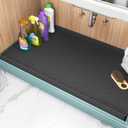 TigeJoy Waterproof Under Sink Mat 25" x 22", Shelf Liner Protector in Kitchen and Bathroom, Silicone Cabinet Liners for Organizers and Storage, Fit as Drawer Mats or Drip Tray (Black)