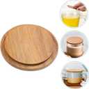 Amosfun  Wooden Lids for Glass Cups Vintage Bamboo Sealing Covers for Coffee Mugs Tea Cups and Candle Jars Dustproof and Multi-Use Mug Covers