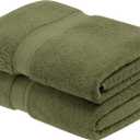 Superior Egyptian Cotton Pile Bath Towel Set of 2, Ultra Soft Luxury Towels, Thick Plush Essentials, Absorbent Heavyweight, Guest Bath, Hotel, Spa, Home Bathroom, Shower Basics, Forest Green
